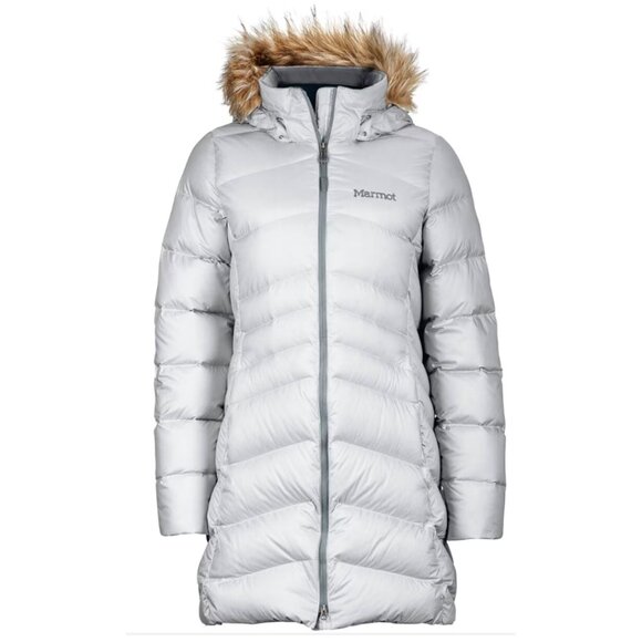 Women’s Marmot Montreal Coat 700-fill Medium Barely Used Removable Hood Glacier - Picture 1 of 13